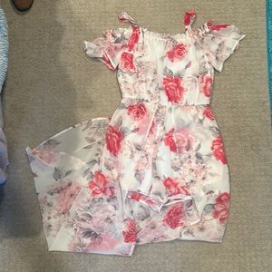 Floral Romper with long skirt in the back